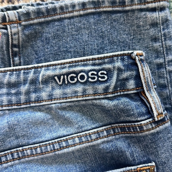 Vigoss Medium Wash Whiskered High Rise Stretch Denim Marley Straight Jeans sz 16 - Picture 4 of 9